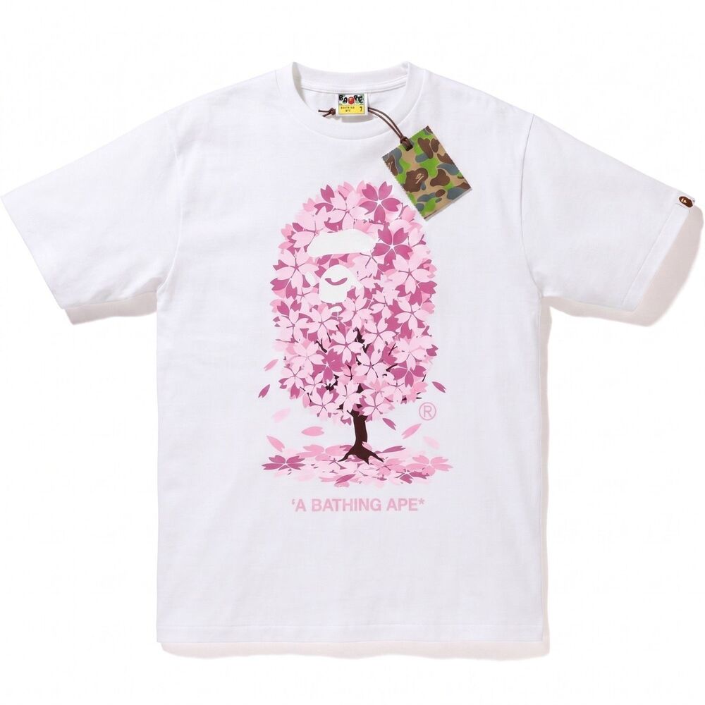 A Bathing Ape BAPE Ape Head Cherry Blossom Graphic Tee Men's White